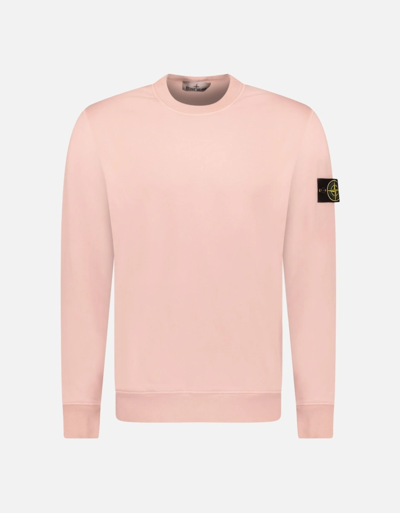 Ribbed Detailed Crewneck Sweatshirt Antique Rose