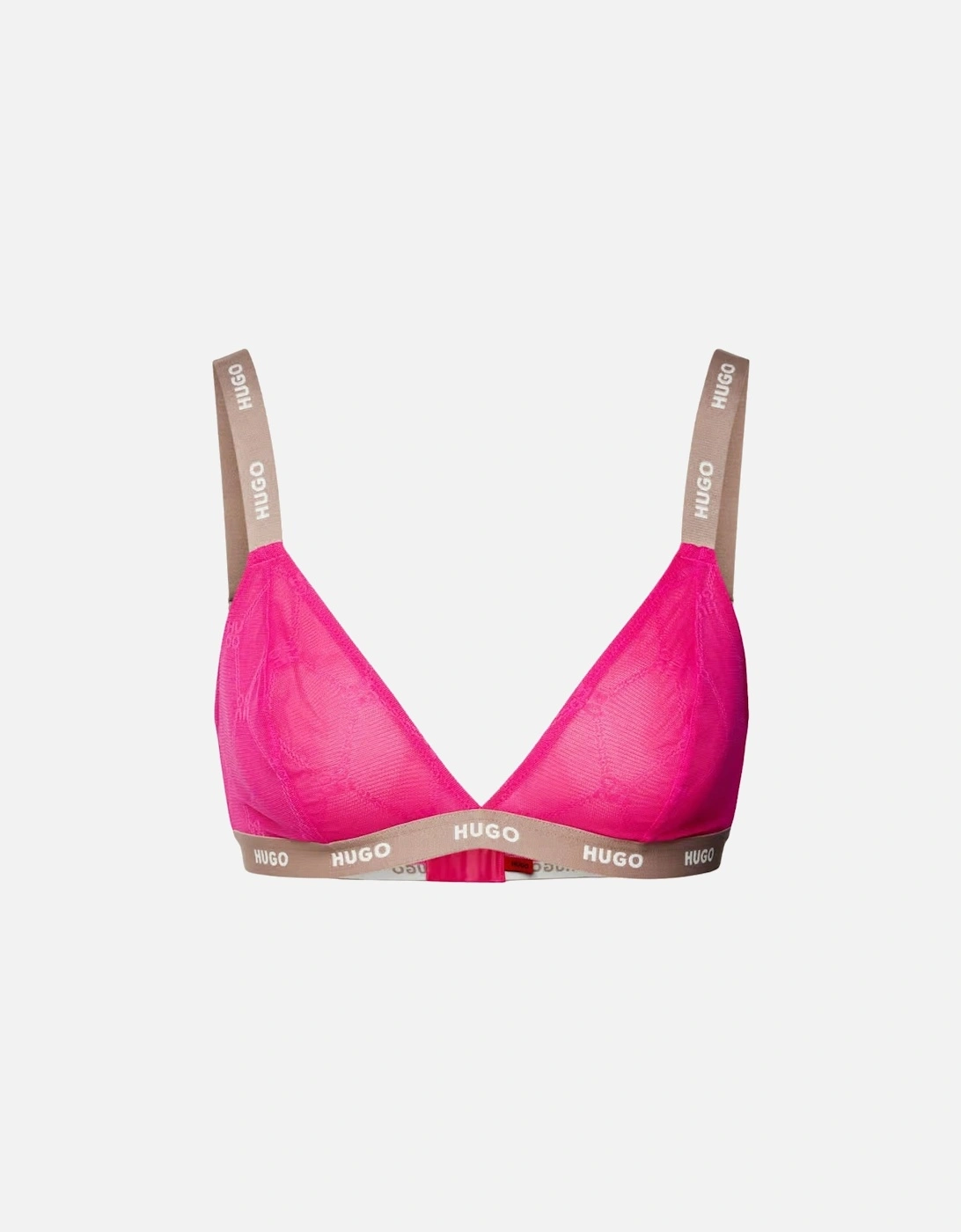 Sporty Logo Lace Triangle Bra, Bright Pink