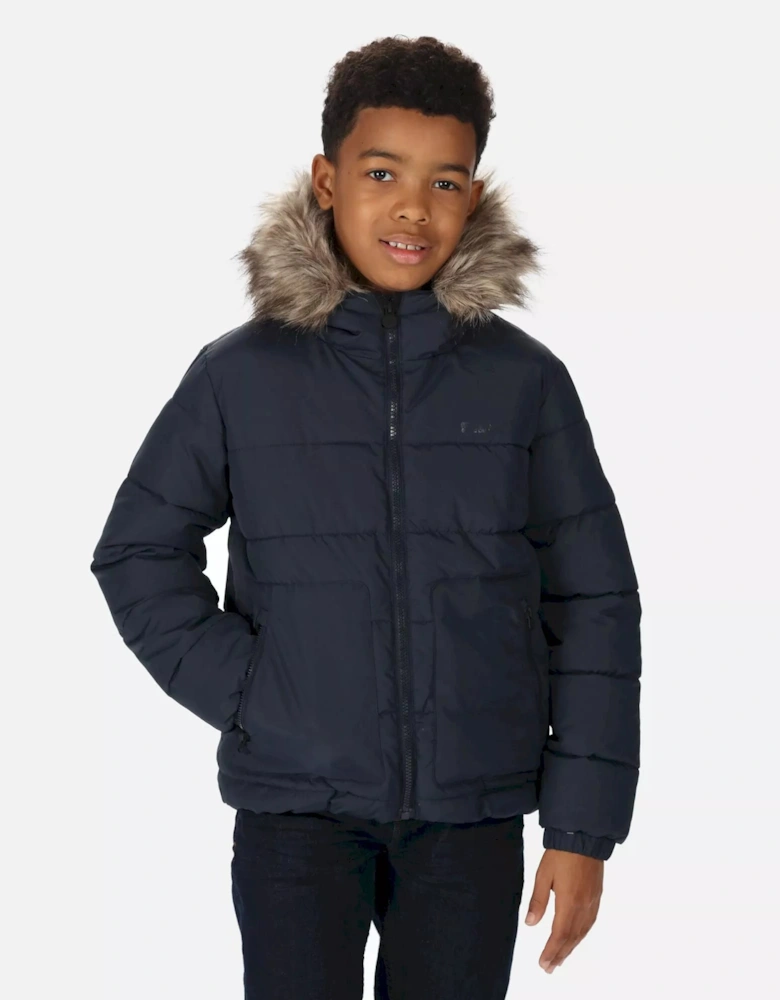 Childrens/Kids Faux Fur Trim Parka