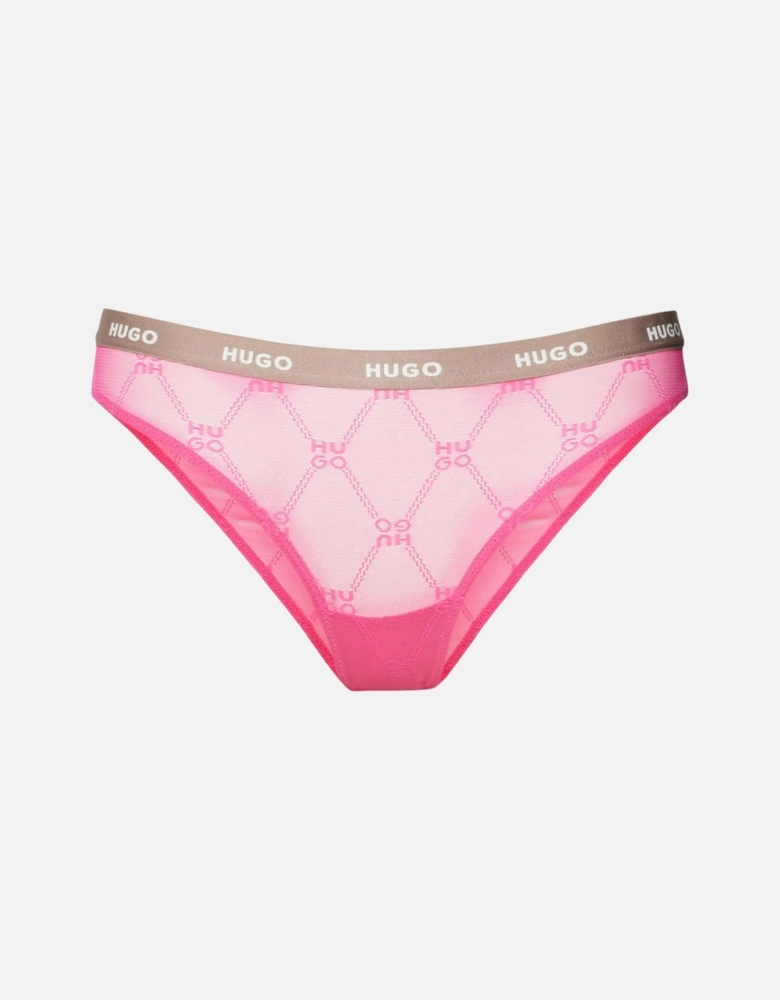 Sporty Logo Lace Brief, Bright Pink