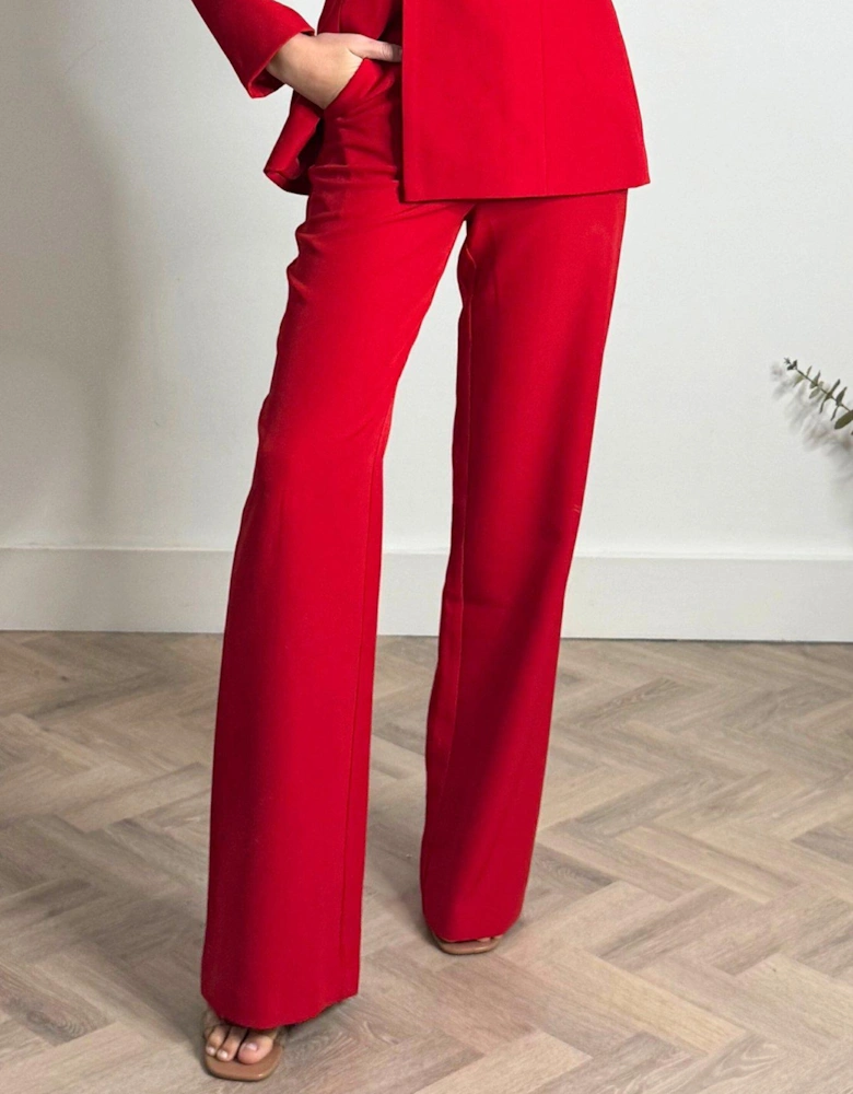 Flared Leg Trouser - Red