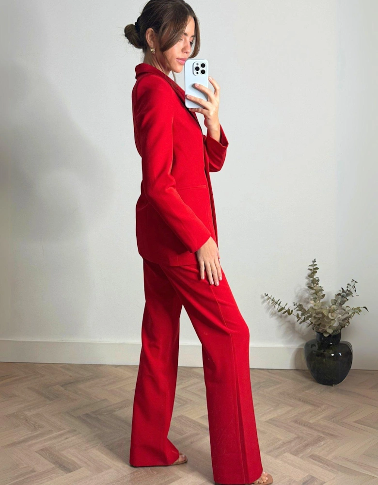 Flared Leg Trouser - Red