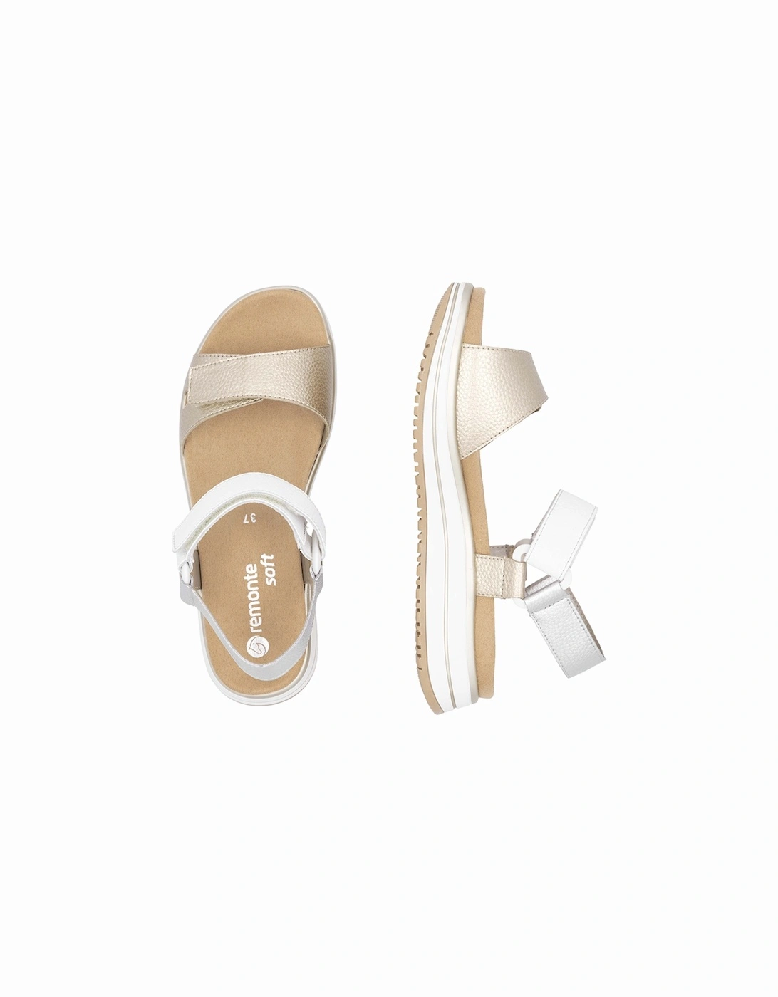 D1J57-90 Women's Sandals Gold/White/Silver