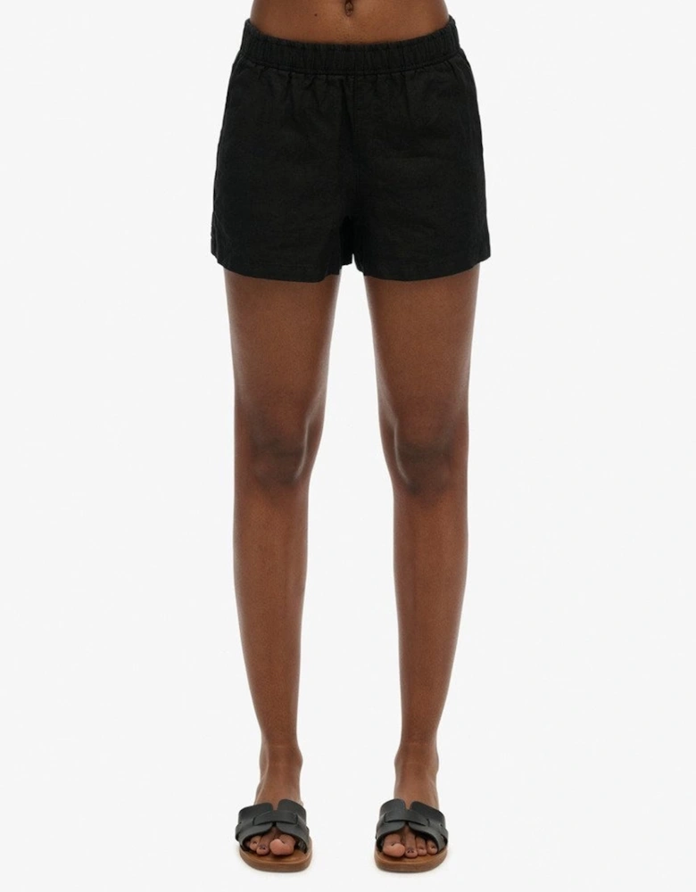 Women's Linen Drawstring Short Black