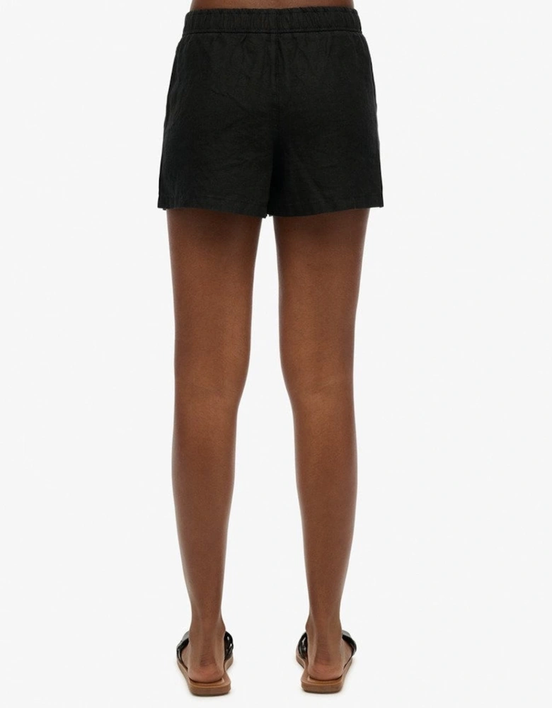 Women's Linen Drawstring Short Black