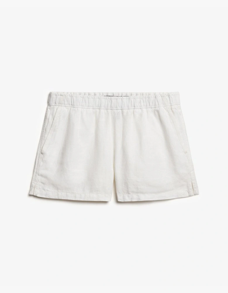 Women's Linen Drawstring Short White