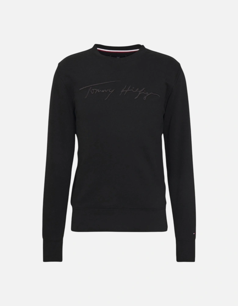 Mens Sweatshirt Signature Embossed Logo Fleece Pullover Crew Neck