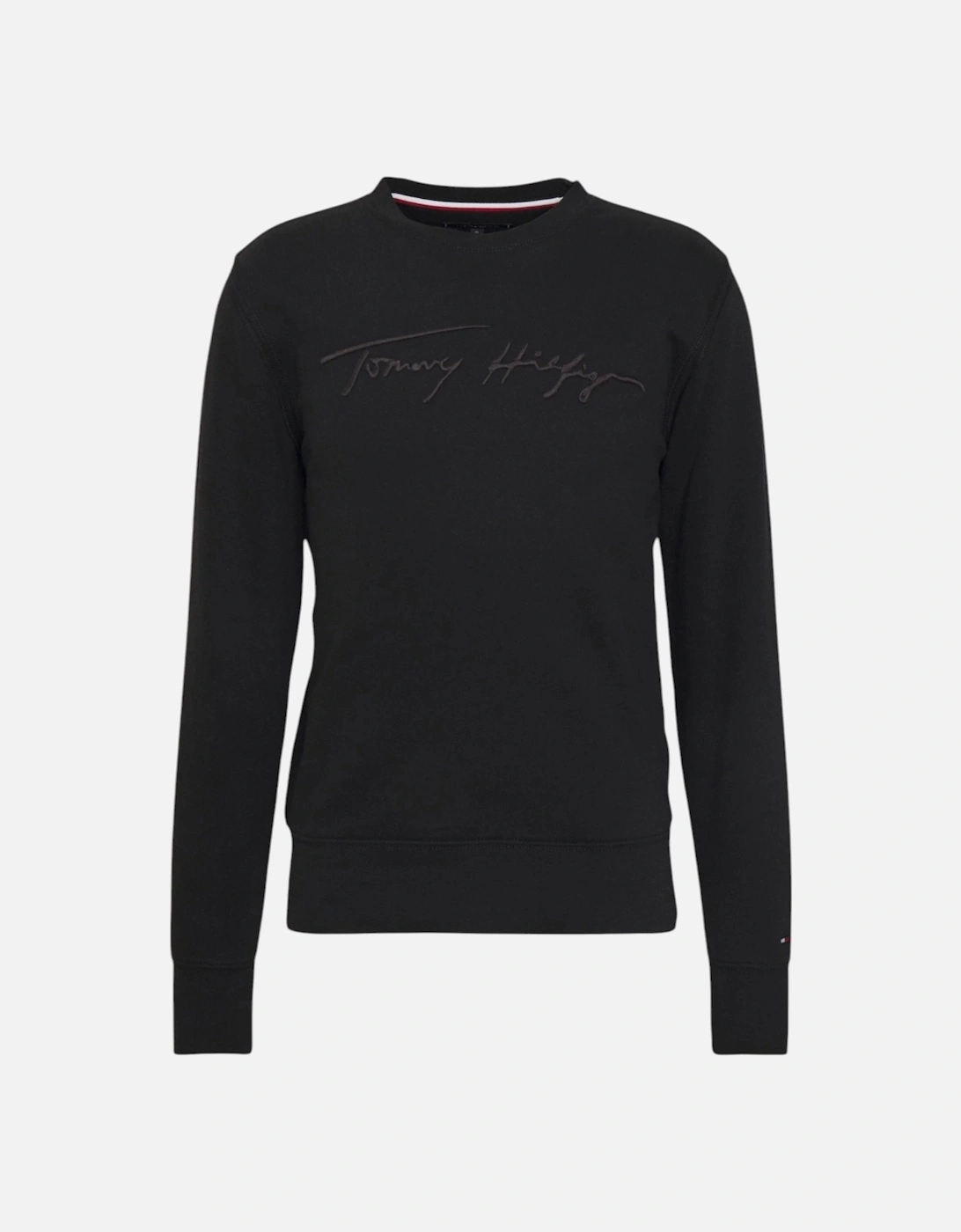 Mens Sweatshirt Signature Embossed Logo Fleece Pullover Crew Neck