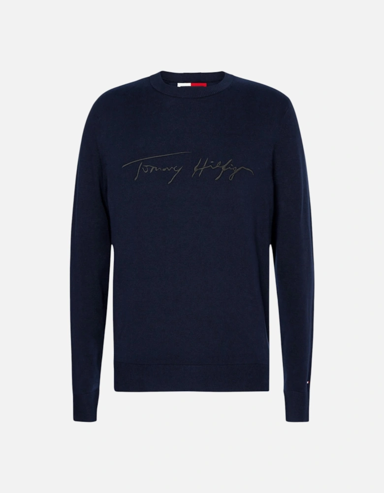 Mens Sweatshirt Signature Embossed Logo Fleece Pullover Crew Neck
