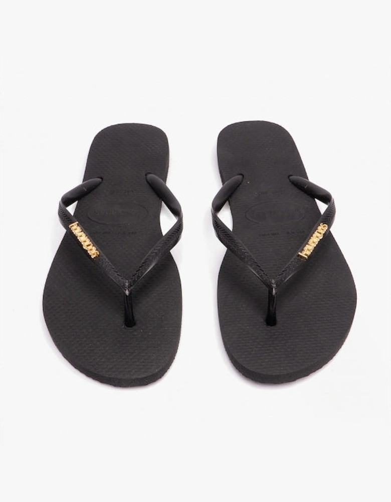 HAV SLIM LOGO METALLIC Womens Flip-Flops Black/Gold