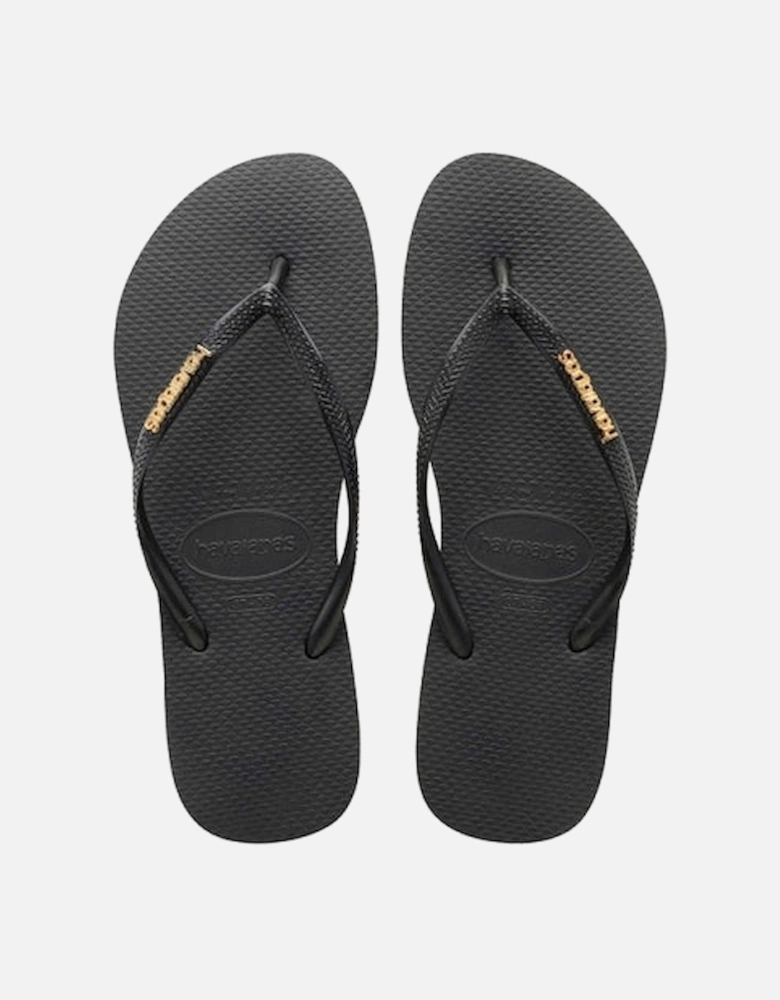 HAV SLIM LOGO METALLIC Womens Flip-Flops Black/Gold