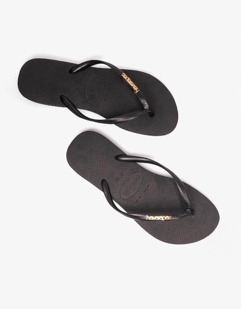 HAV SLIM LOGO METALLIC Womens Flip-Flops Black/Gold