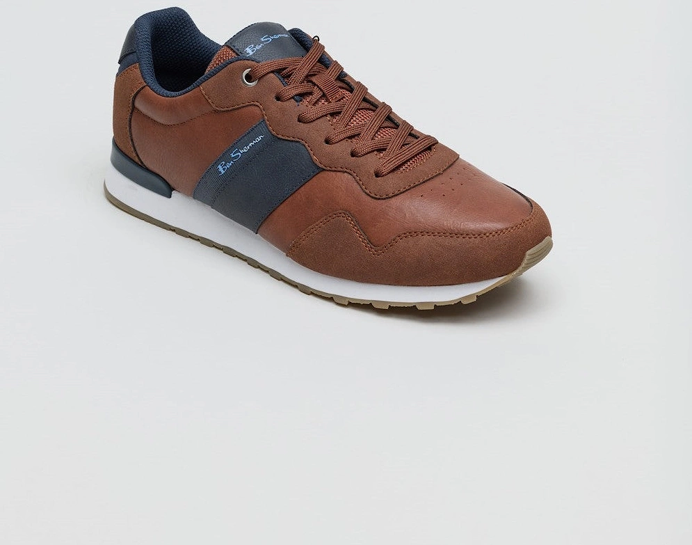 - BS19003 MENS OWEN RETRO RUN TRAINER TAN/NAVY, 5 of 4