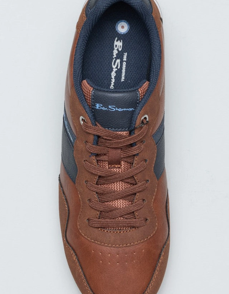 - BS19003 MENS OWEN RETRO RUN TRAINER TAN/NAVY