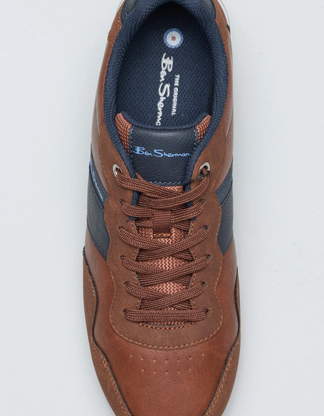 - BS19003 MENS OWEN RETRO RUN TRAINER TAN/NAVY