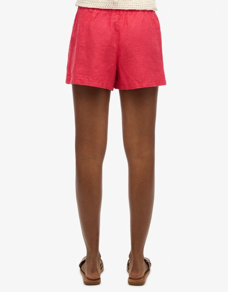 Women's Linen Drawstring Short Hyper Fire Coral