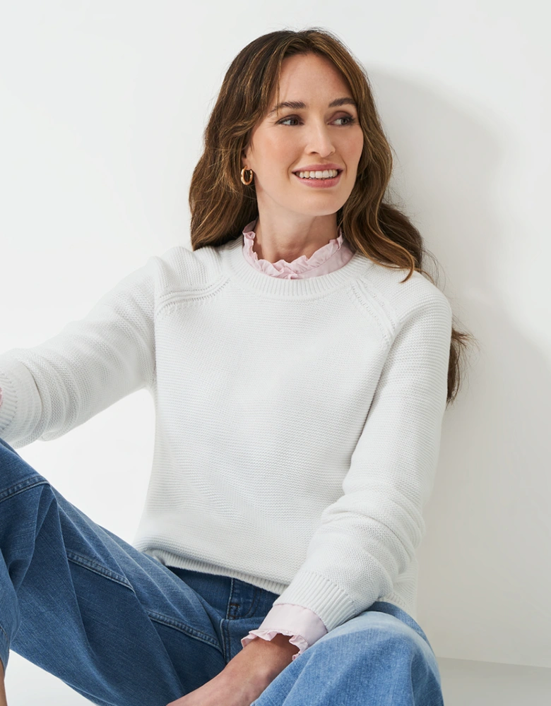 Women's Cotton Stitch Jumper White Linen