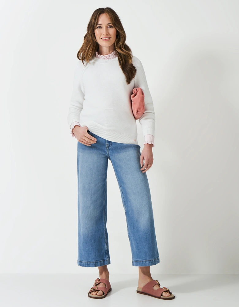 Women's Cotton Stitch Jumper White Linen