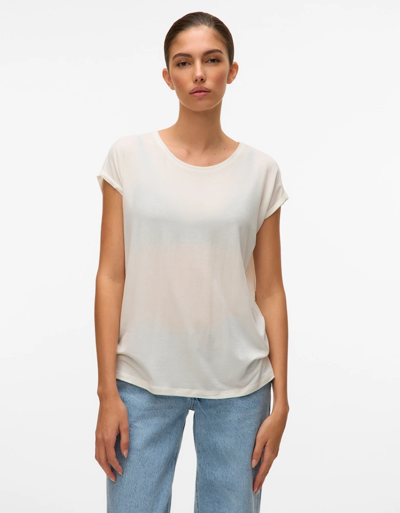 Ava Plain Short Sleeve Top Snow White