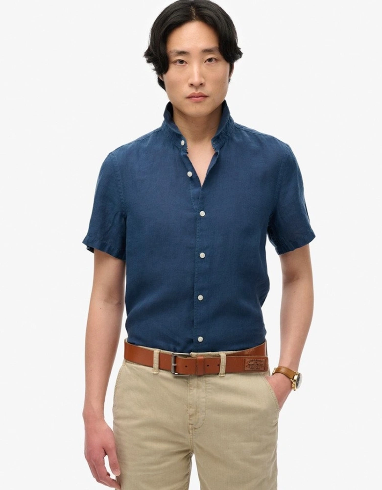 Men's Vacation Linen Short Sleeve Shirt Navy