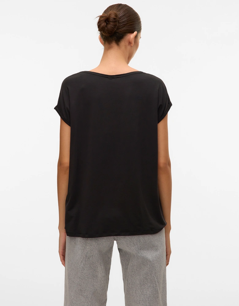 Ava Plain Short Sleeve Top Black