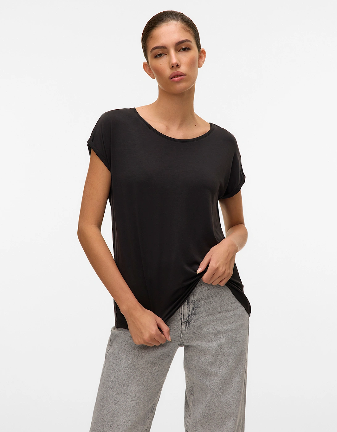 Ava Plain Short Sleeve Top Black, 7 of 6