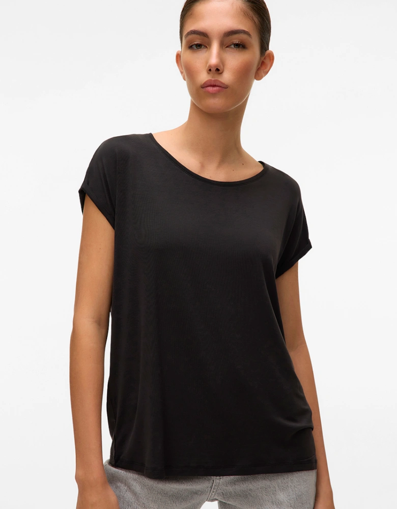 Ava Plain Short Sleeve Top Black