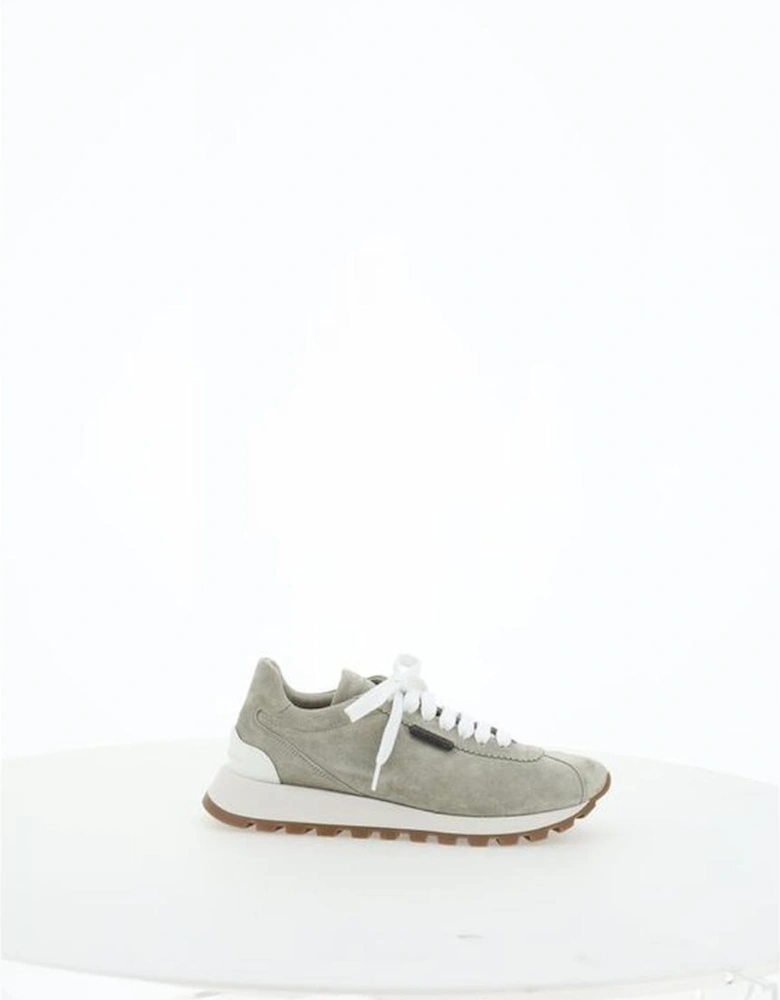 Suede Calfskin Sneakers with Jewel Detail Women - Gray