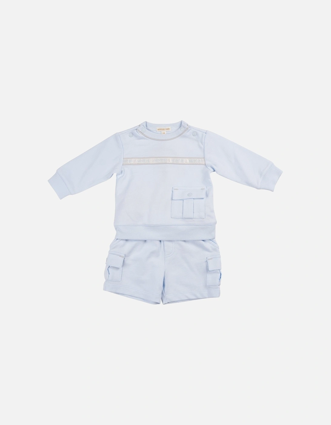 Boys Pale Blue and Grey Jumper Short Set, 3 of 2