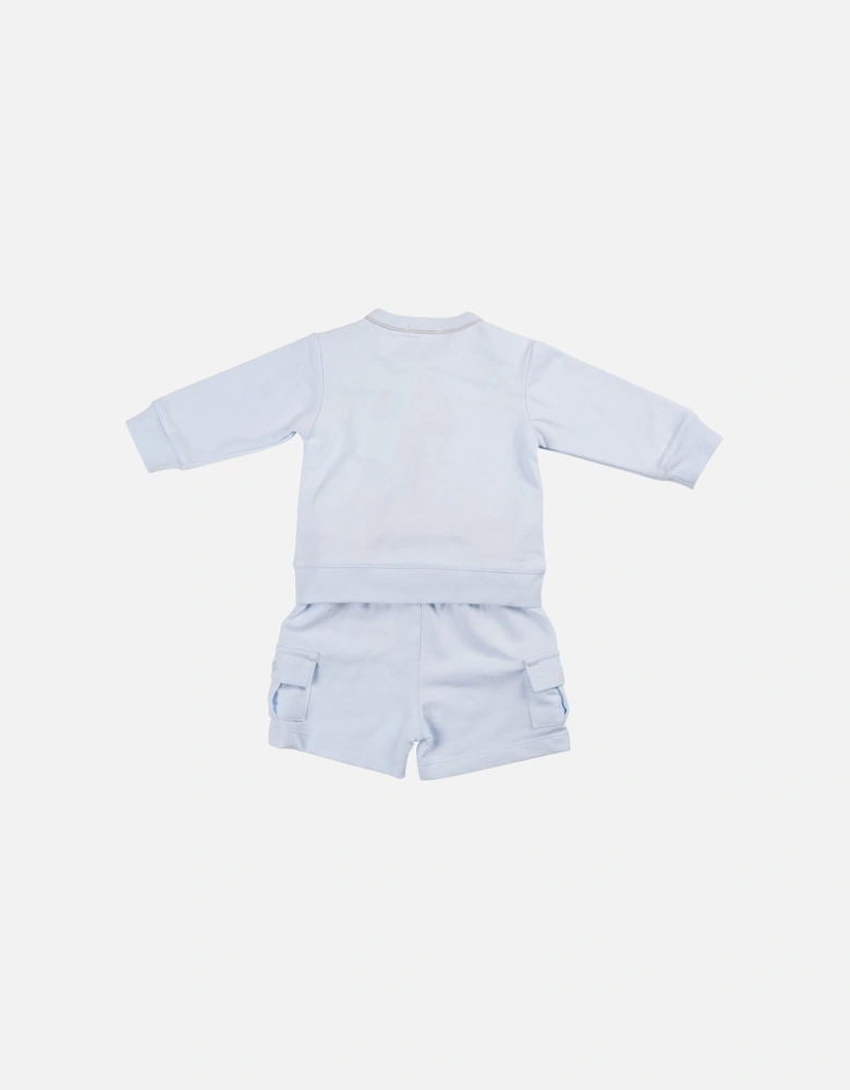 Boys Pale Blue and Grey Jumper Short Set