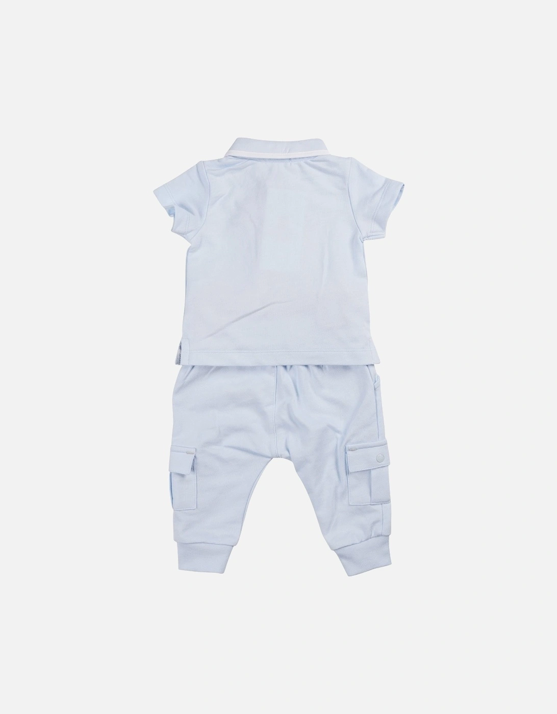 Boys Pale Blue and Grey Polo Pants Set