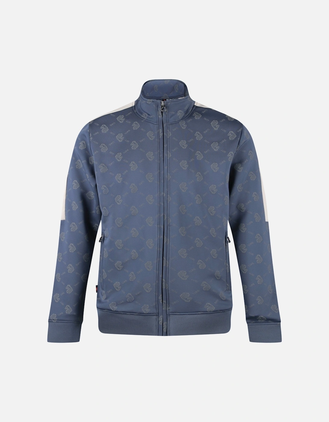 Ronaldo Over Print Funnel Neck Zip Sweatshirt - Denim Blue, 2 of 1