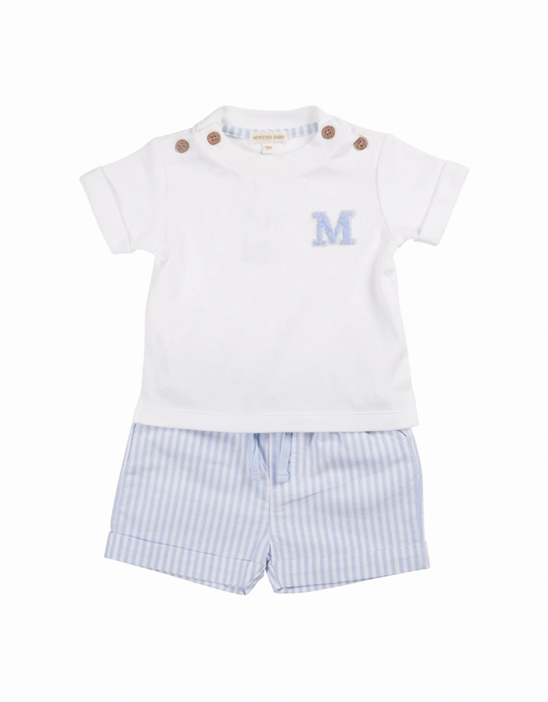 Boys Blue Stripe Short Set.