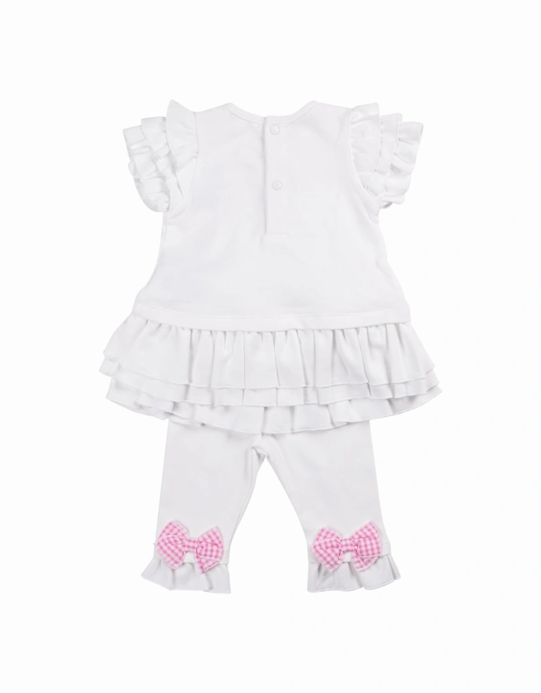 Girls White Jersey Multi Bows Legging Set