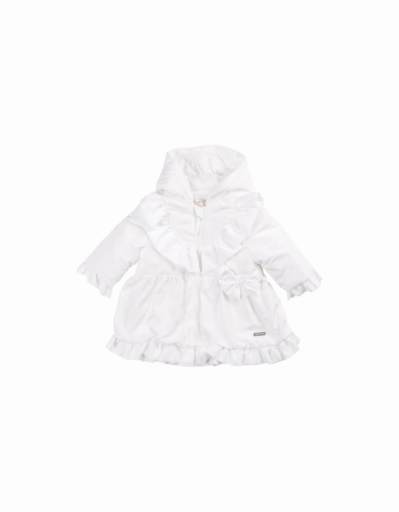 Girls White Frill Summer Coat