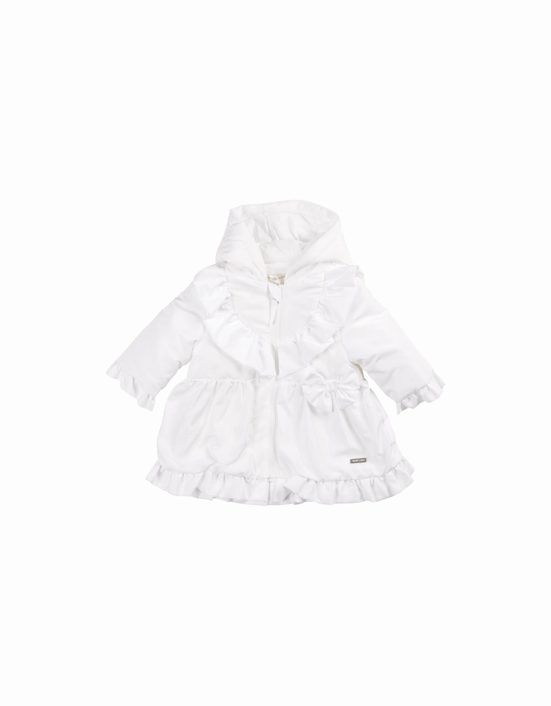 Girls White Frill Summer Coat, 3 of 2