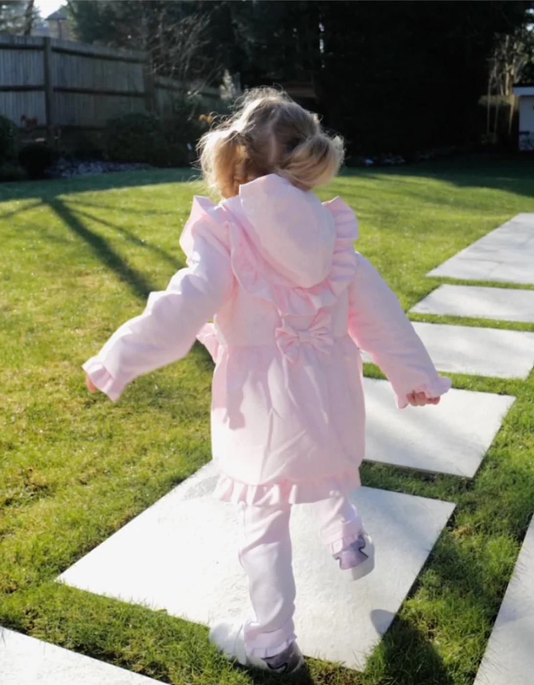 Girls Pale Pink Frill Summer Coat