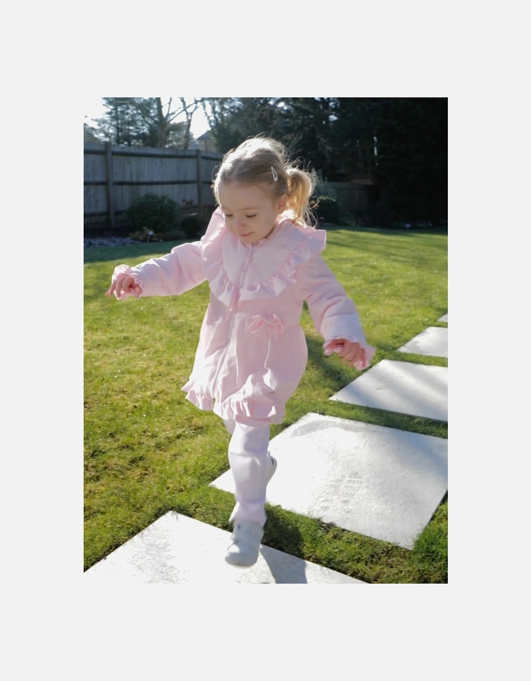 Girls Pale Pink Frill Summer Coat