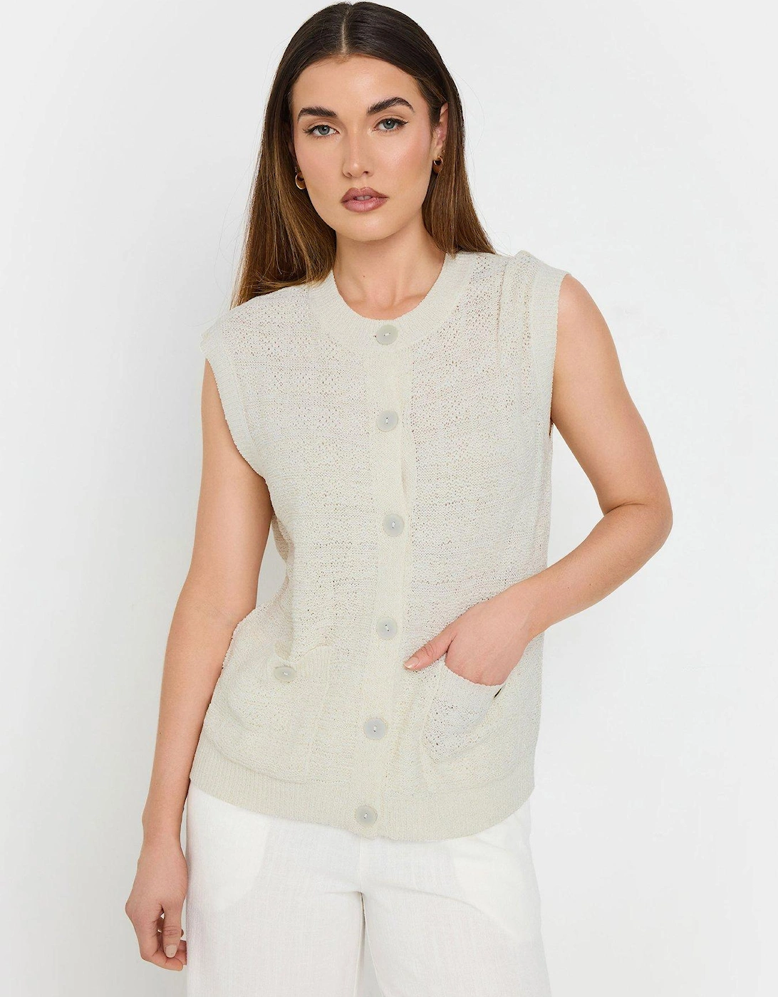 Tall Textured Lurex Button Thru Vest, 2 of 1