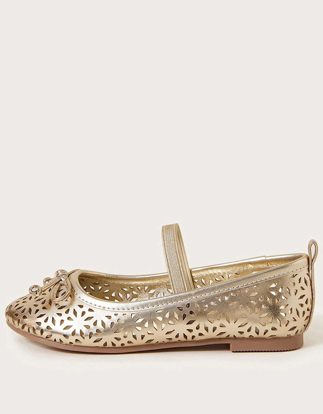 Girls Cutwork Metallic Ballet Flat Pumps - Gold, 2 of 1