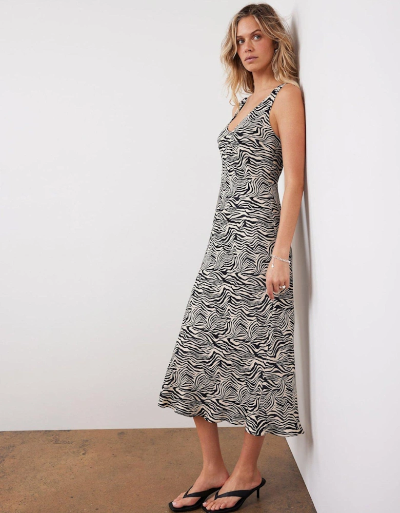 Zebra Print Satin Slip Dress