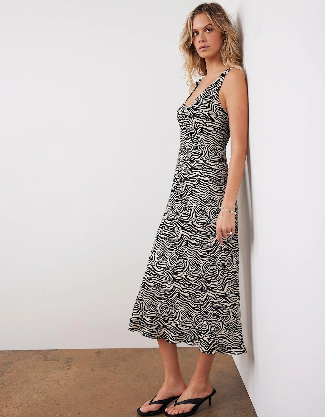 Zebra Print Satin Slip Dress, 2 of 1