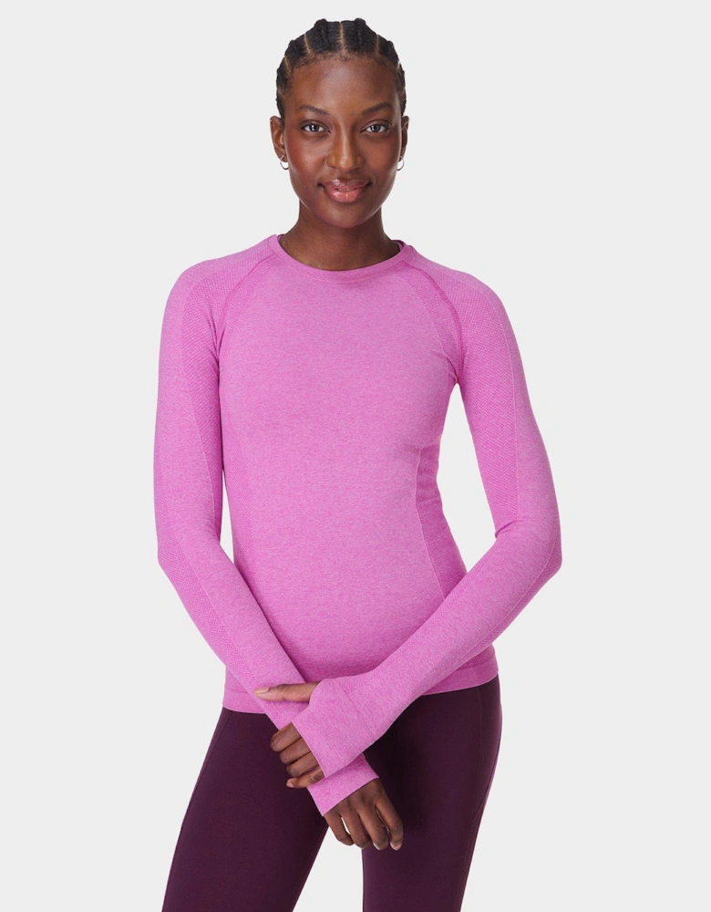 Womens Training Athlete Seamless Workout Long Sleeve Top - Pink