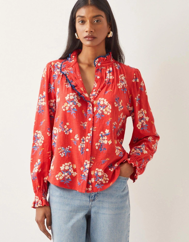 Sarah Print Jersey Shirt - Red