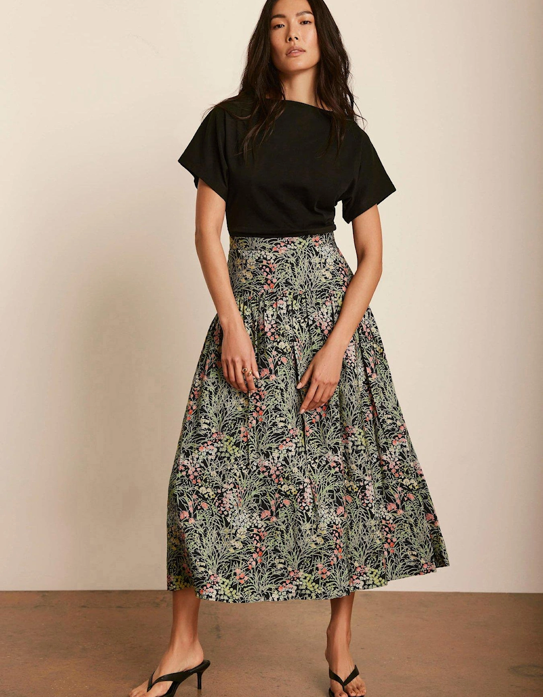 Green Floral Print Midi Skirt, 2 of 1