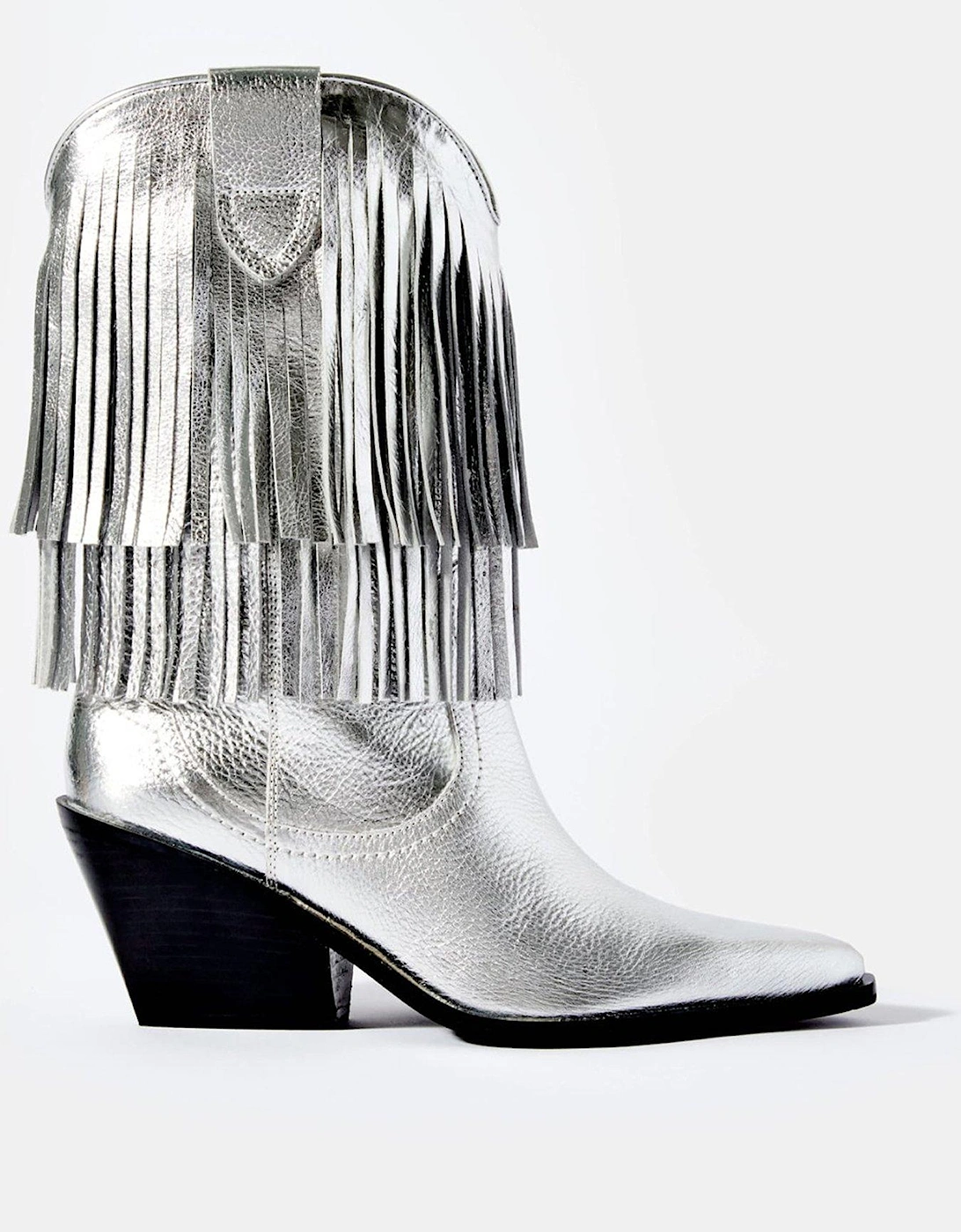 Annie Silver Leather Fringed Cowboy Boots, 2 of 1