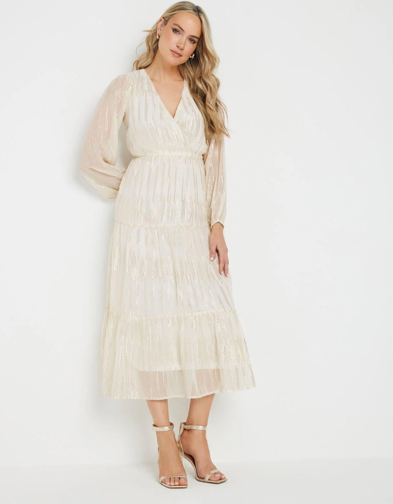 Jacquard Midaxi Dress - White