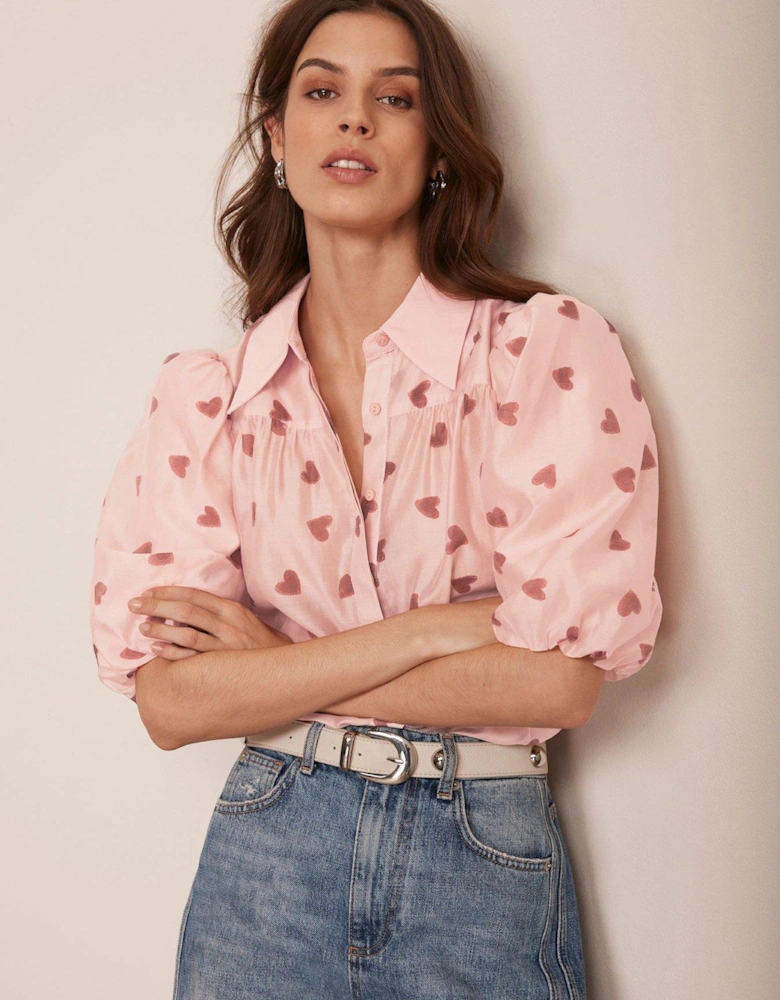 Pink Heart Print Shirt