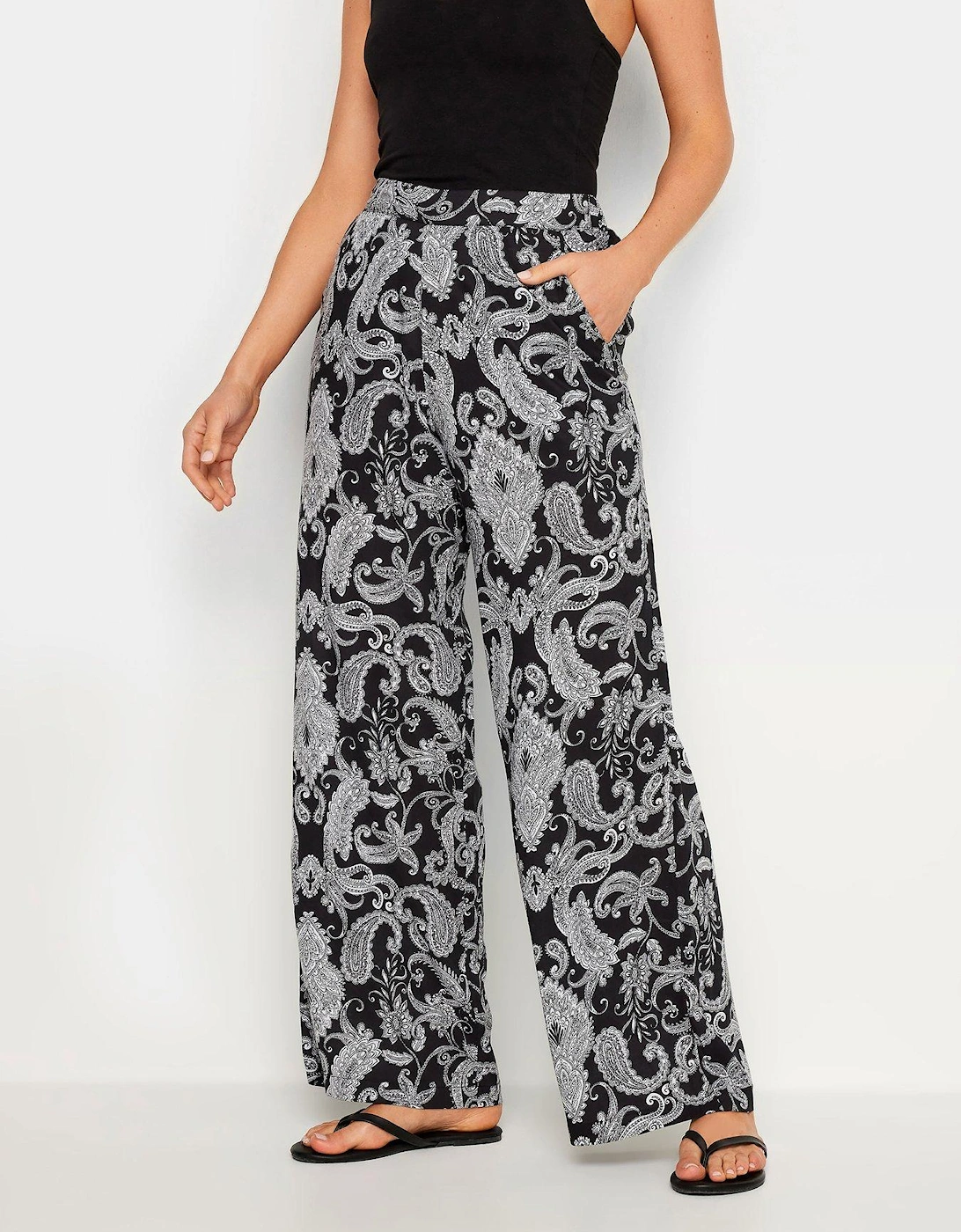 Paisley Wide Leg Trouser 36" - Black, 2 of 1