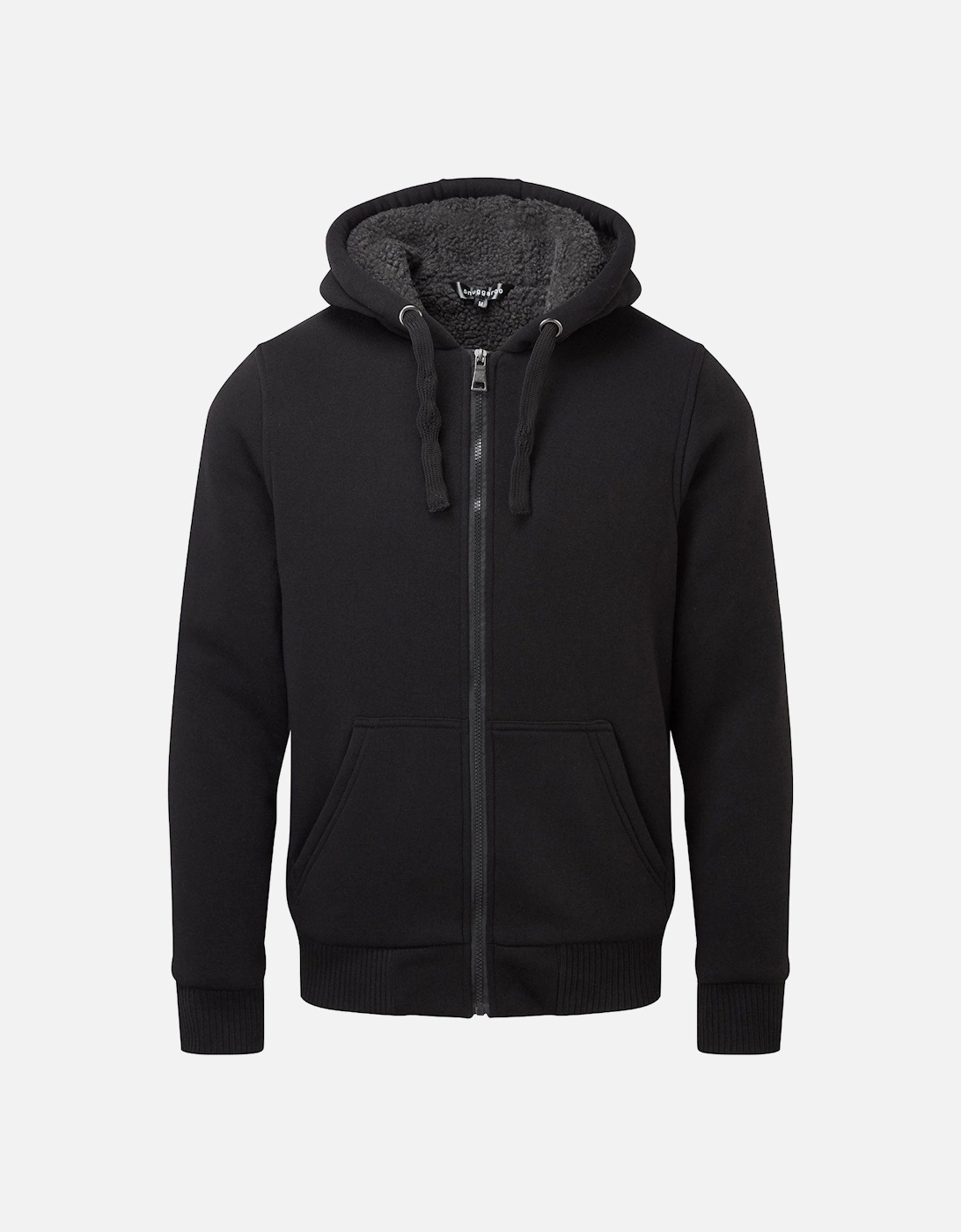 Mens Sherpa Lined Full Zip Hoodie, 2 of 1